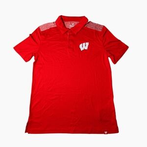 Wisconsin Badgers Fanatics Red Long Shot Polo Shirt Men's Size Medium NWT